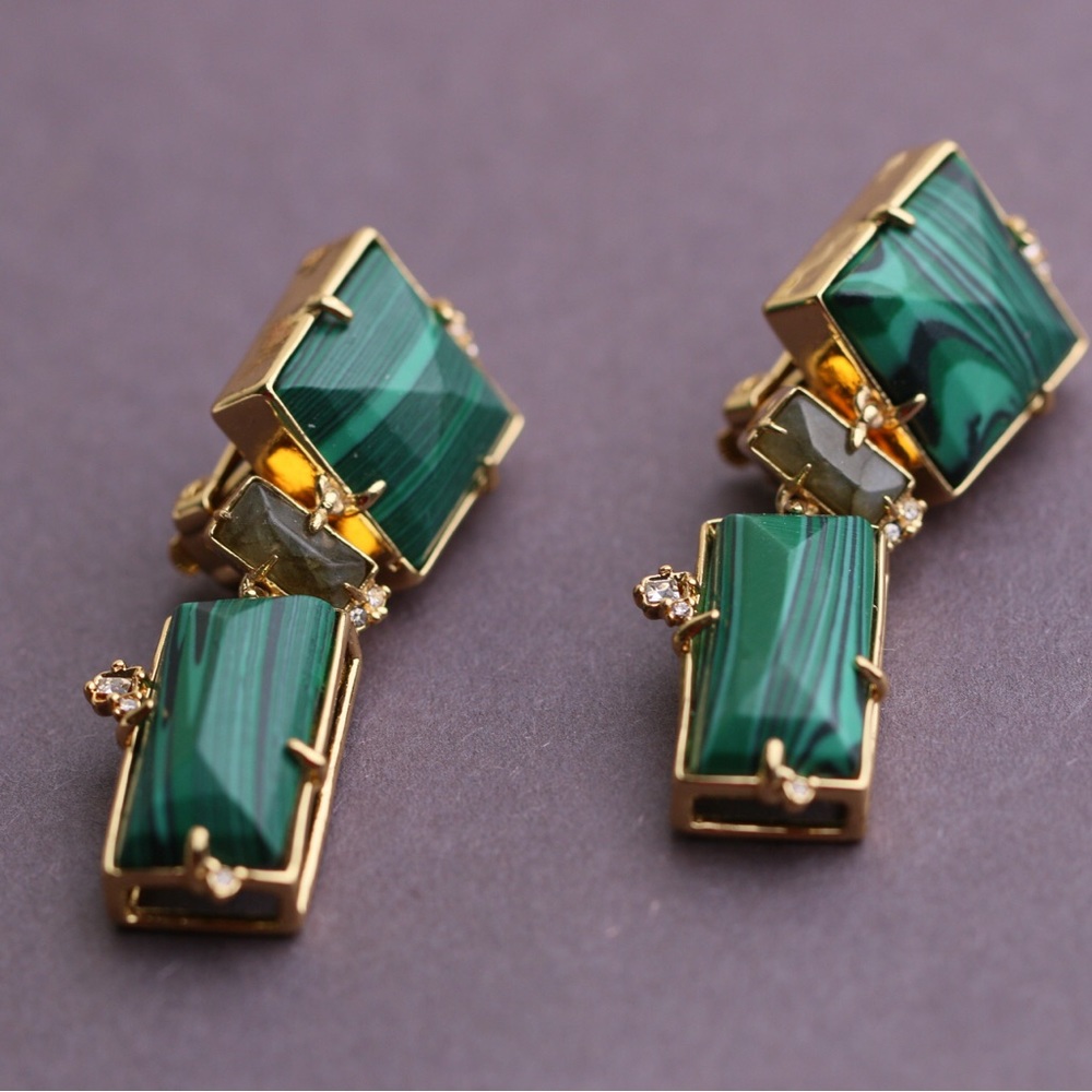 Alexis Bittar Green and Gold Earrings